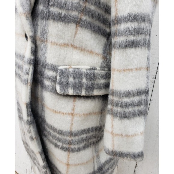 BCBG Maxazria Ivory Grey Plaid Coat Peacoat W Pockets Button Closure Sz XS NEW - Picture 9 of 9